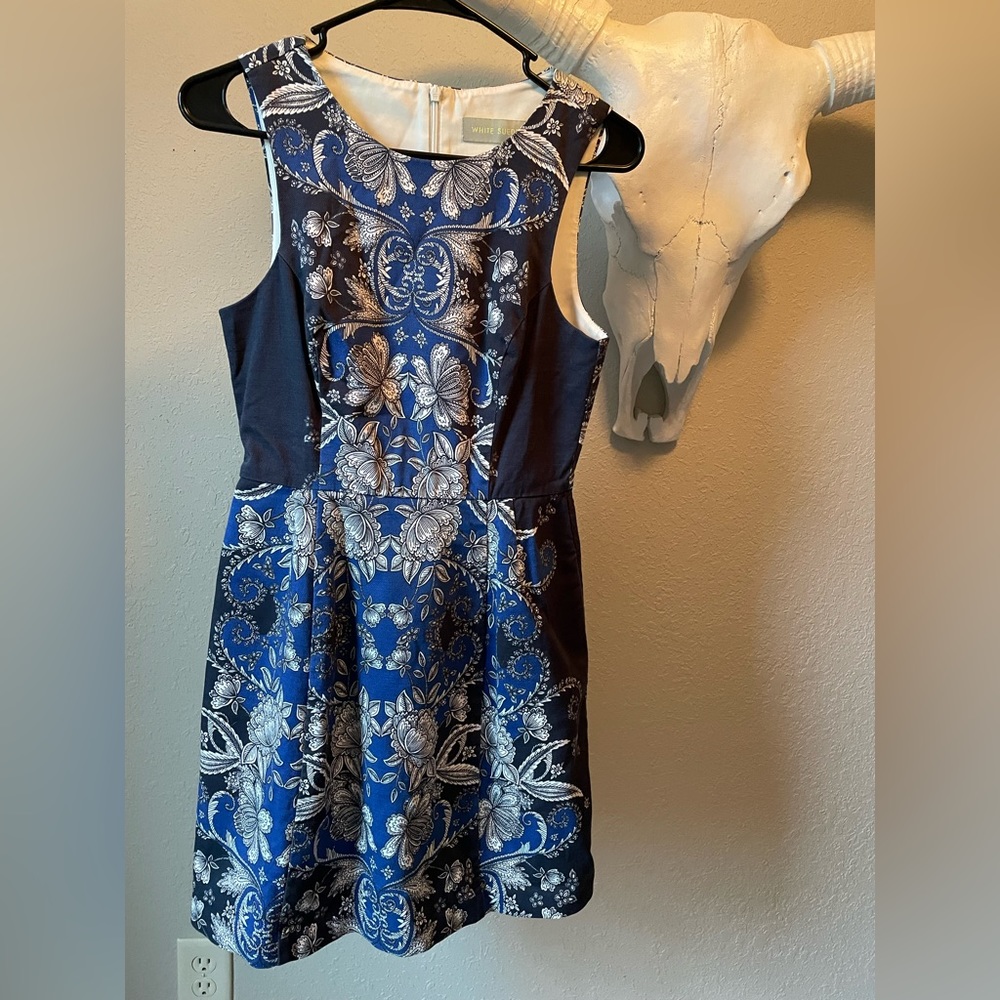 WHITE SUEDE by Jacqui Demkiw Pleated A-Line Floral Dress
